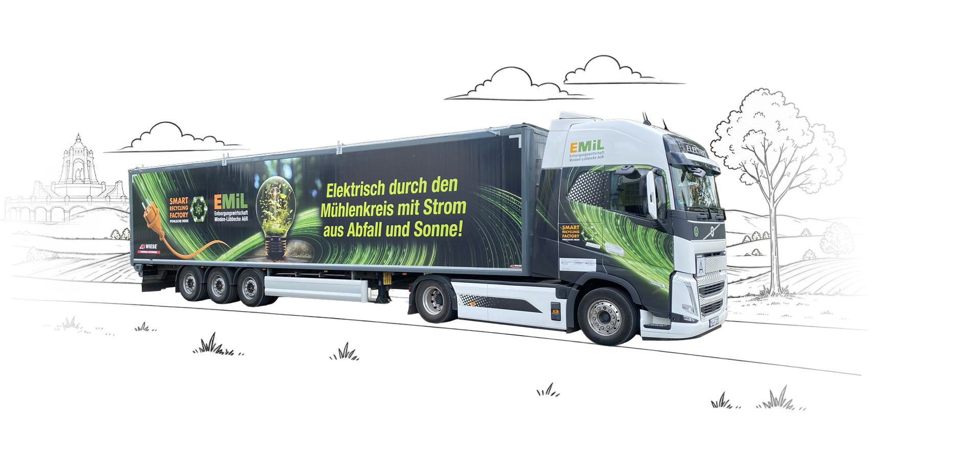 Elektro-Lkw der EMiL: Elektrisch durch den Mühlenkreis mit Strom aus Abfall und Sonne